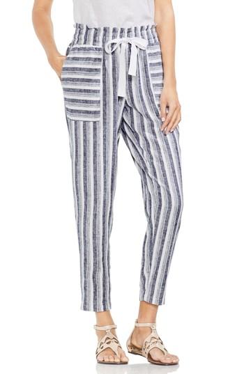 Women's Vince Camuto Shore Linen Blend Stripe Drawstring Pants, Size - White