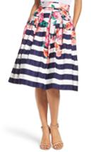 Women's Eliza J Floral Stripe Midi Skirt