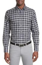 Men's Canali Plaid Sport Shirt - Grey