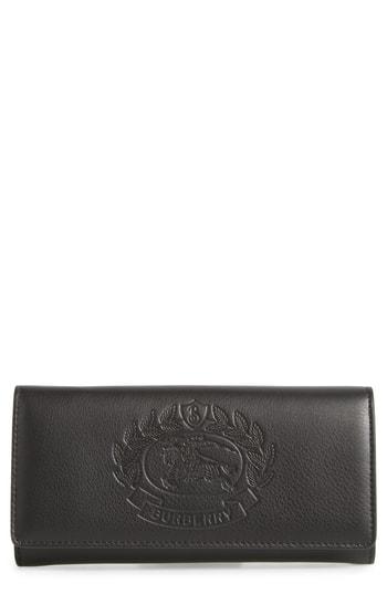 Women's Burberry Crest Embossed Leather Clutch - Black