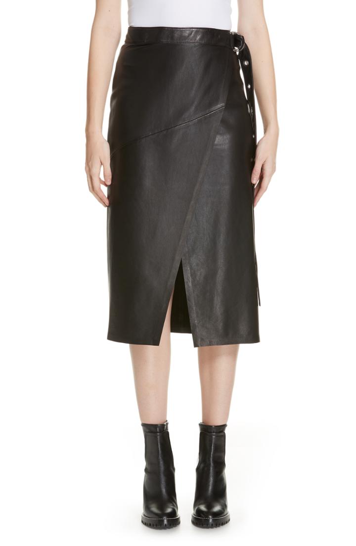 Women's Hugo Lavesi Leather Wrap Skirt - Black