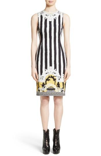 Women's Versace Collection Placed Catwalk Print Silk Dress Us / 38 It - White