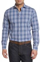Men's Johnnie-o Highlands Classic Fit Plaid Sport Shirt, Size - Blue