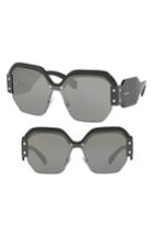 Women's Miu Miu 132mm Sunglasses - Black/ Grey Mirror