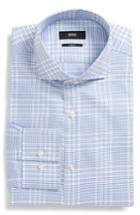 Men's Boss Slim Fit Easy Iron Plaid Dress Shirt .5 - Blue