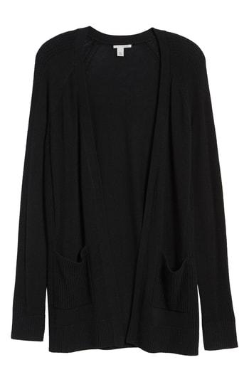 Women's Halogen Mix Stitch Open Front Cardigan - Black