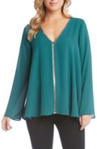 Women's Karen Kane V-neck Sparkle Blouse - Green