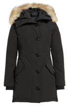 Women's Canada Goose Rossclair Fusion Fit Genuine Coyote Fur Trim Down Parka (10-12) - Black