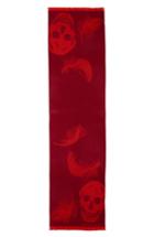 Women's Alexander Mcqueen Oversize Skull & Feather Wool Scarf, Size - Red