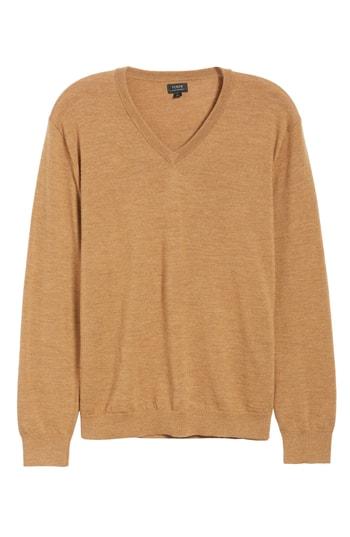 Men's J.crew V-neck Merino Wool Sweater - Brown