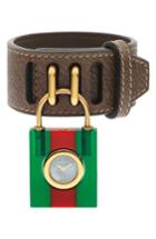 Women's Gucci Twirl Small Leather Strap Padlock Watch, 17mm