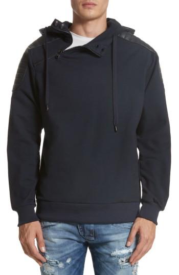 Men's Pierre Balmain Asymmetrical Zip Hoodie - Blue