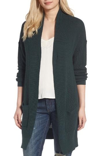 Women's Bp. Lightweight Rib Stitch Cardigan, Size - Green