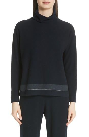 Women's Fabiana Filippi Bead Detail Cashmere Turtleneck Sweater Us / 38 It - Blue