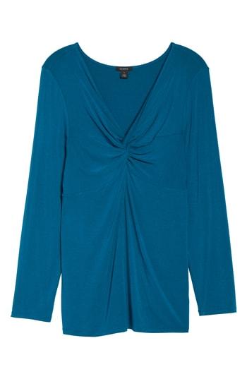 Petite Women's Halogen Knot Neck Reversible Tee P - Blue/green