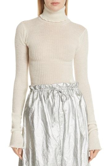 Women's Mm6 Maison Margiela Lettuce Edge Wool Sweater - White