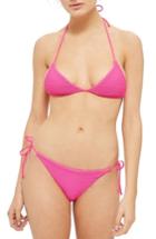 Women's Topshop Ribbed Triangle Bikini Top Us (fits Like 10-12) - Pink