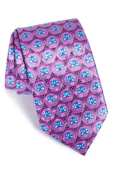 Men's Ermenegildo Zegna Floral Silk Tie, Size - Purple