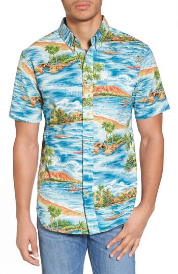 Men's Reyn Spooner Downward Paddler Tailored Fit Sport Shirt - Blue