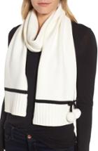 Women's Kate Spade New York Bow Pom Muffler, Size - White