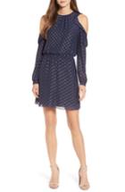 Women's Michael Michael Kors Cold Shoulder Metallic Dot Dress - Blue