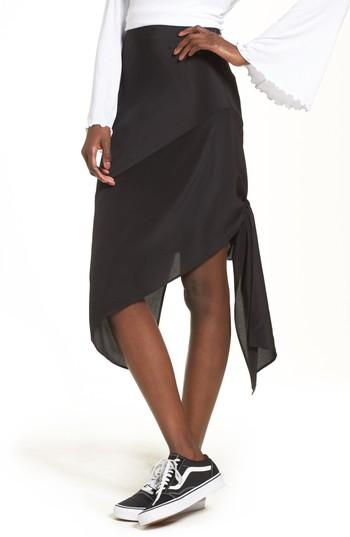 Women's Topshop Boutique Silk Knot Side Skirt Us (fits Like 0-2) - Black