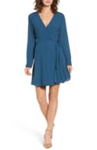 Women's Crepe Surplice Dress - Blue