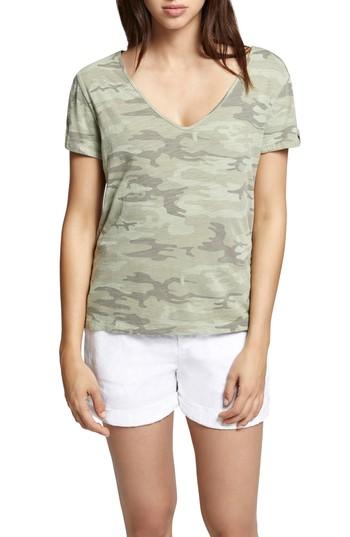 Women's Sanctuary Camo Twist Sleeve Cotton Blend Tee - Green