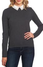 Women's Cece Embellished Collar Cotton Sweater - Grey