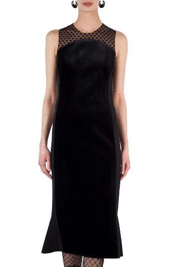 Women's Akris Punto Illusion Velvet Trumpet Dress - Black