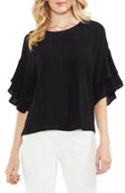 Women's Vince Camuto Tiered Ruffle Sleeve Blouse, Size - Black