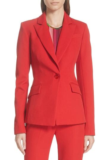 Women's Milly Stretch Crepe Fitted Blazer - Red