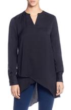 Women's Catherine Catherine Malandrino Roll Sleeve High/low Blosue - Black