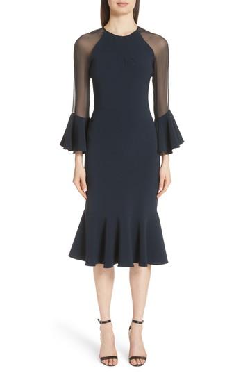 Women's Sachin & Babi Noir Sheer Ruffle Sleeve Cocktail Dress - Blue
