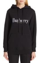 Women's Burberry Pelorus Embroidered Archive Logo Hoodie, Size - Black