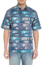 Men's Kahala Stone Fish Print Sport Shirt - Blue