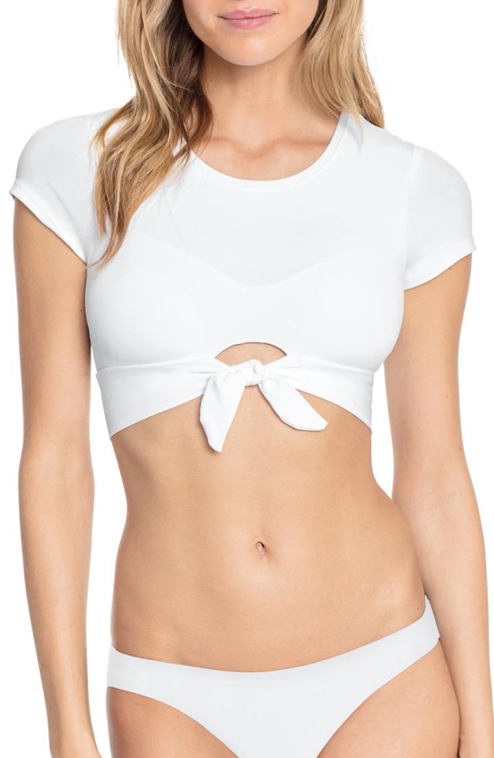 Women's Robin Piccone Ava Knot Front Tee Bikini Top - White
