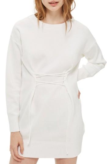 Women's Topshop Corset Sweater Dress Us (fits Like 0-2) - White