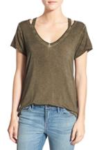 Women's Treasure & Bond Oil Wash Cutout Tee - Green