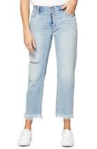 Women's Sanctuary Straight Leg Fray Hem Boyfriend Jeans - Blue