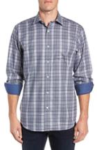 Men's Bugatchi Classic Fit Woven Print Sport Shirt - Blue