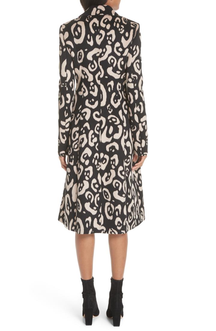 Women's Altuzarra Driss Leopard Print Wool Blend Coat Us / 38 Fr - Black