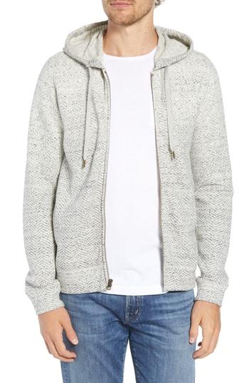 Men's Billy Reid Herringbone Zip Hoodie - Grey