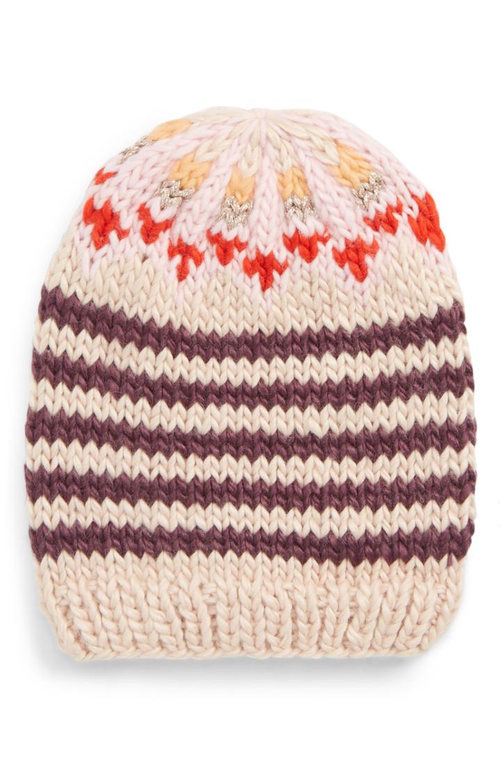 Women's Free People Tullamore Stripe Knit Beanie - Pink