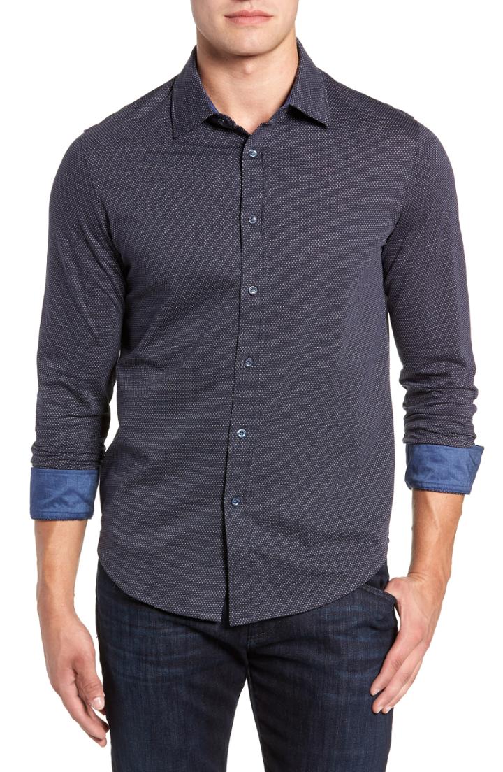 Men's Bugatchi Fit Sport Shirt, Size Small - Blue