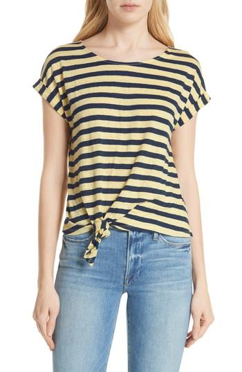 Women's Frame Tie-up Linen Tee - Yellow