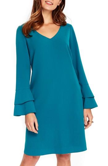 Women's Wallis Bell Sleeve Shift Dress Us / 8 Uk - Blue/green