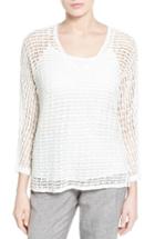 Petite Women's Nic+zoe Sun Catcher Crochet Top, Size P - White