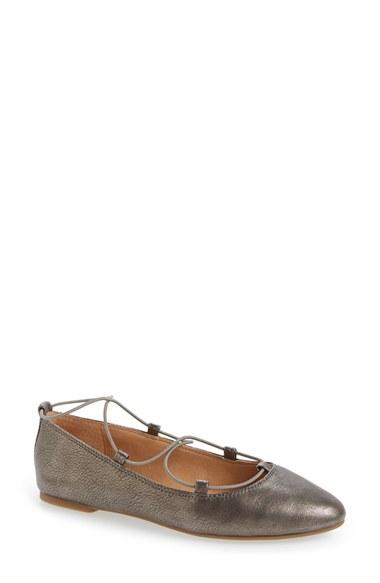Women's Lucky Brand 'aviee' Lace-up Flat M - Metallic