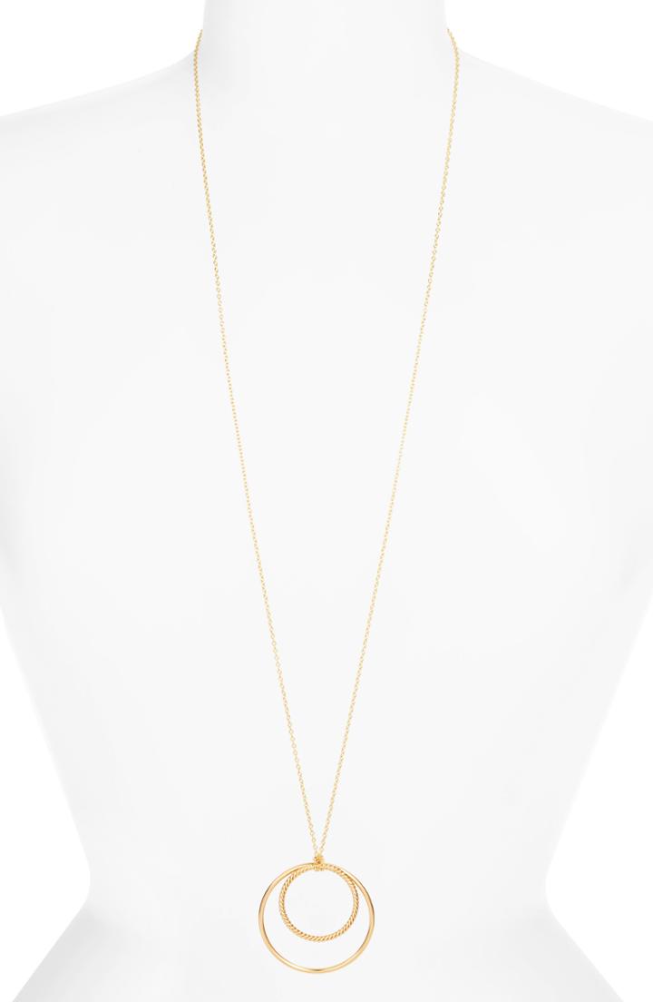 Women's Argento Vivo Large Double Ring Rope Pendant Necklace